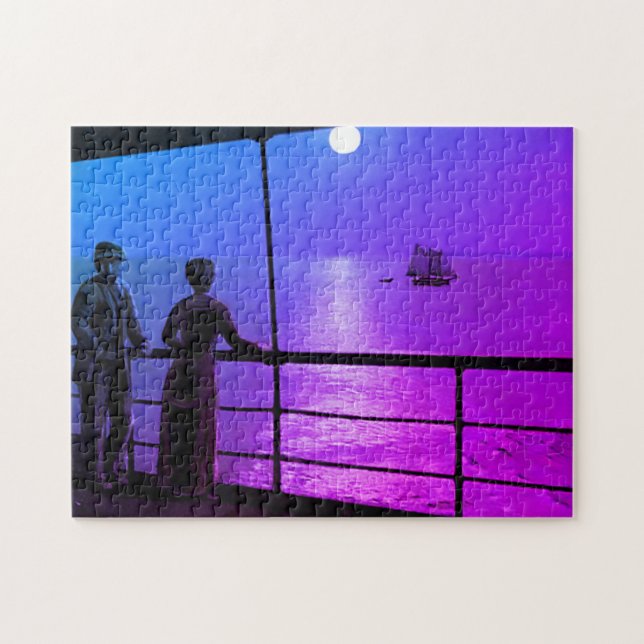 Fraktaser som passerar i Vintage Pussel med nattfä (Horisontell)