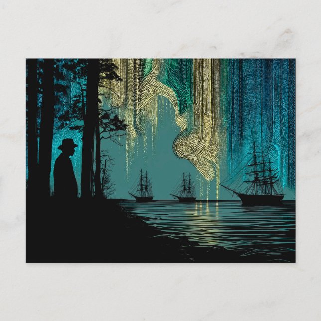 Fraktaser under norra Ljus Vykort (Framsida)