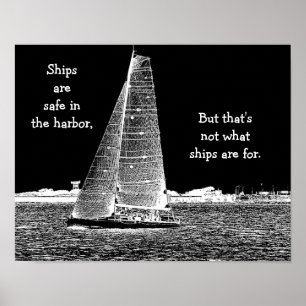 Fraktaserna är säkra i hamn - nautisk teckning poster