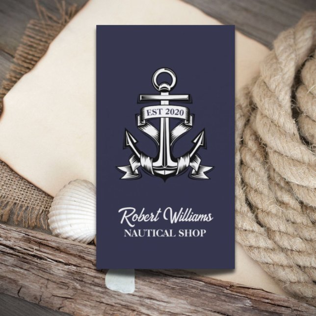 Frakten Anchor Nautisk  för kustflottan Blue Yacht Visitkort (Coastal Navy Blue Yacht Boat Ship Anchor Nautical Business Card)