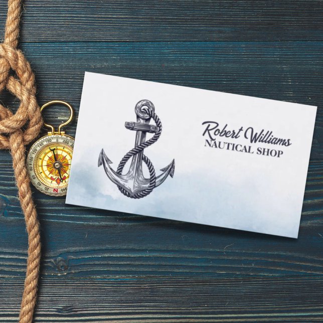 Frakten Anchor Nautisk  för kustnära Beach Blue Ya Visitkort (Coastal Beach Blue Yacht Boat Ship Anchor Nautical Business Card)
