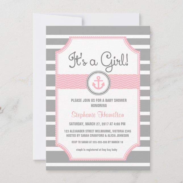 Frakten ankrar den nautiska pojkeduschen inbjudningar (Framsida)