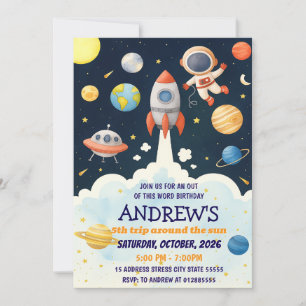 Frakten Astronaut Birthday Inbjudningar