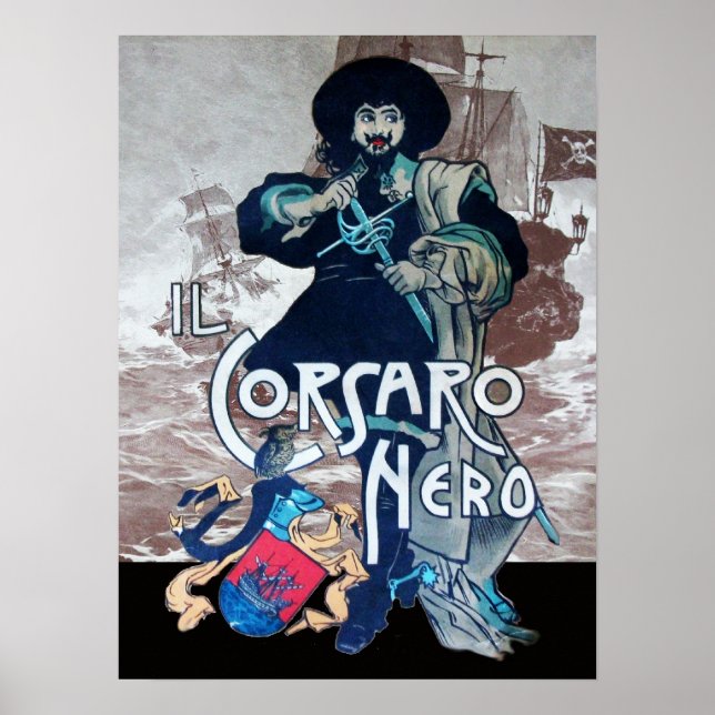 FRAKTEN BLACK CORSAIR/Pirat i Sepia Poster (Framsidan)