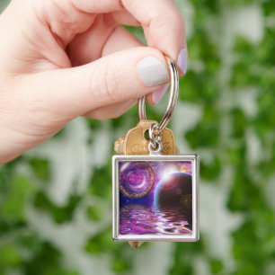 Frakten Colony Space Fyrkantig Silverfärgad Nyckelring