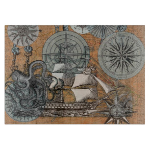 Frakten Compass Ro Vintage Nautical Octopus