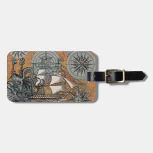 Frakten Compass Ro Vintage Nautical Octopus Bagagebricka