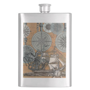 Frakten Compass Ro Vintage Nautical Octopus Fickplunta