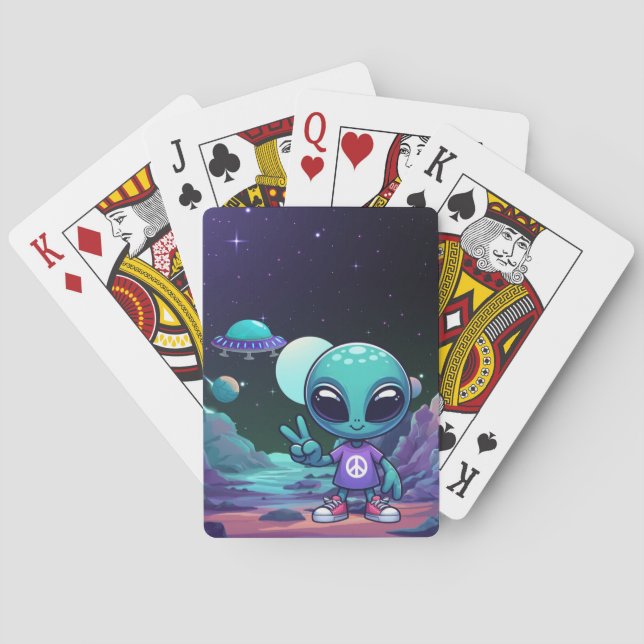 Frakten Cute Peace Alien & Space Casinokort (Baksidan)
