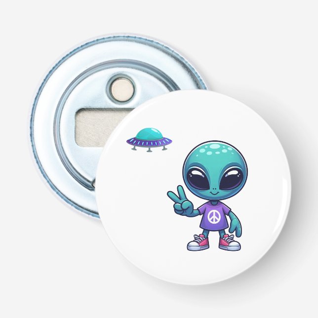 Frakten Cute Peace Alien & Space Flasköppnare (Framsidan)