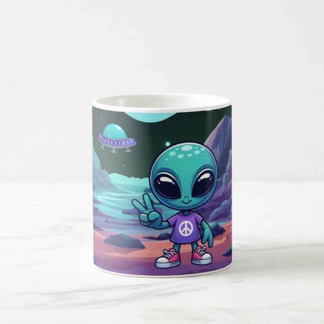 Frakten Cute Peace Alien & Space Kaffemugg (Center)