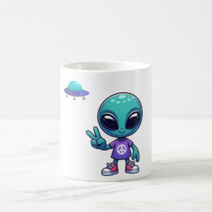 Frakten Cute Peace Alien & Space Kaffemugg
