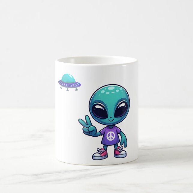Frakten Cute Peace Alien & Space Kaffemugg (Center)
