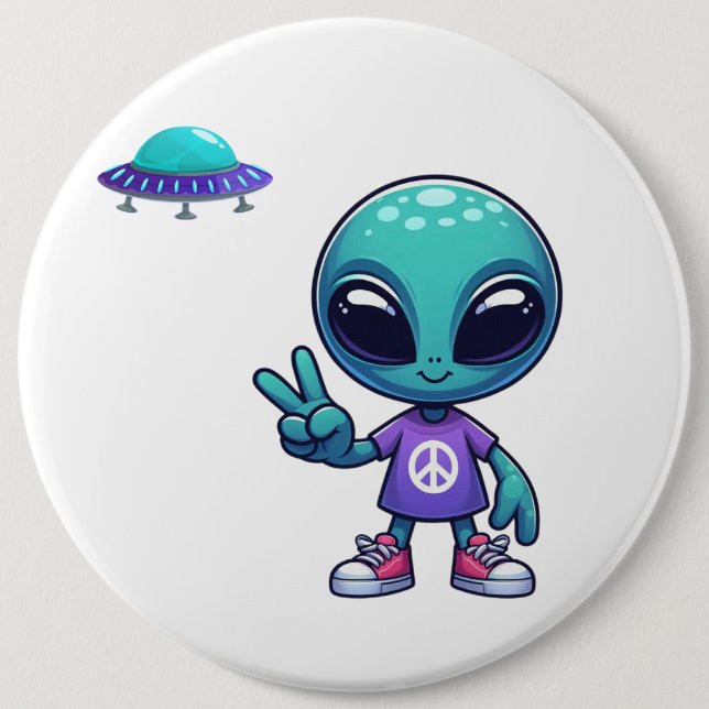 Frakten Cute Peace Alien & Space Knapp (Framsida)