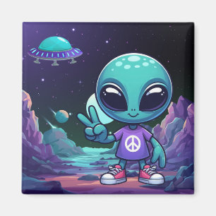 Frakten Cute Peace Alien & Space Magnet