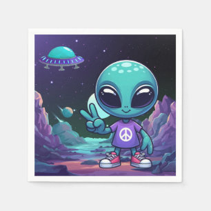 Frakten Cute Peace Alien & Space Pappersservett