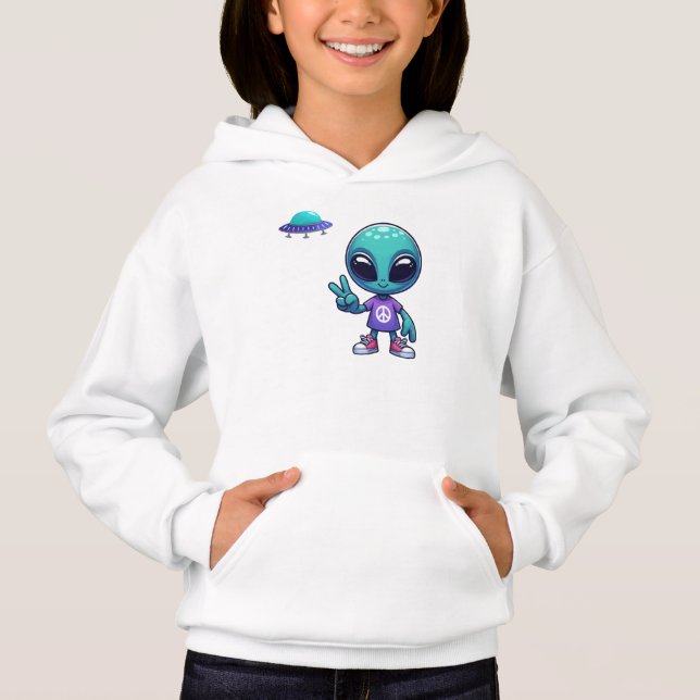 Frakten Cute Peace Alien & Space T Shirt (Framsida)