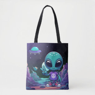Frakten Cute Peace Alien & Space Tygkasse