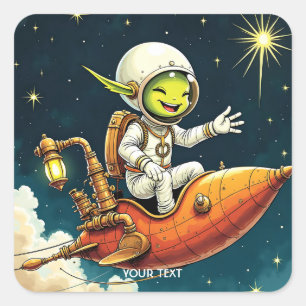 Frakten Fantasy Cute Alien Space Fyrkantigt Klistermärke