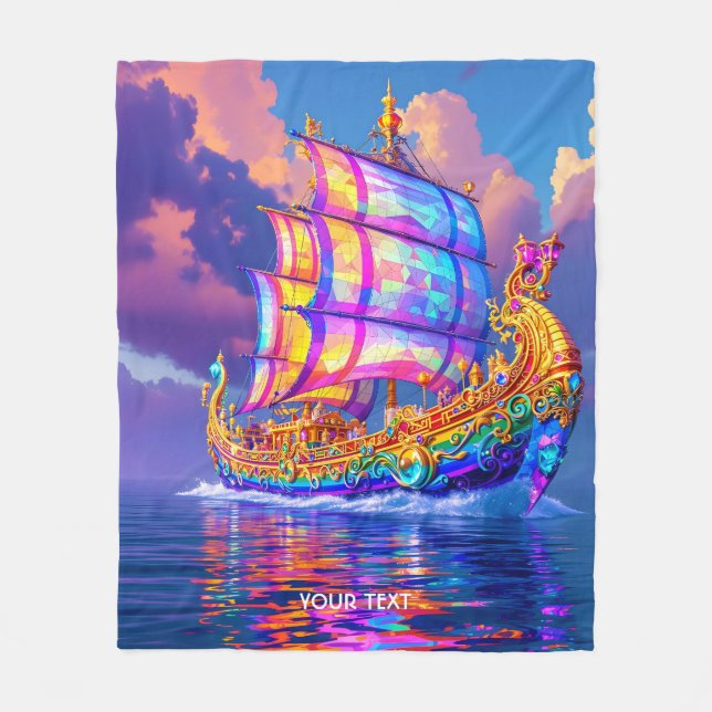 Frakten Fantasy Cute Rainbow Färg Fleecefilt (Framsidan)
