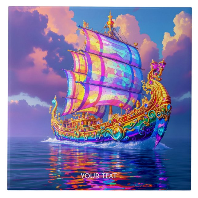 Frakten Fantasy Cute Rainbow Färg Kakelplatta (Framsidan)