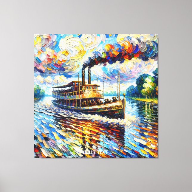Frakten Fantasy Cute Steam Boat Canvastryck (Framsida)