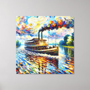 Frakten Fantasy Cute Steam Boat Canvastryck