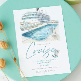 Frakten för färgen Cruise Bachelorette Party Water Inbjudningar
