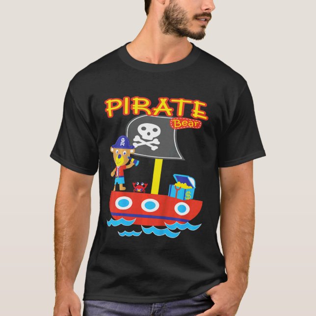 Frakten för ungar i Pirat Bear Treasure Crab Ocean T Shirt (Framsida)