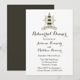 Frakten Nautical Rehearsal Dinner Brown fyr Inbjudningar