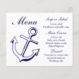 Frakten Nautisk menu Anchor Navy Blue Bröllop