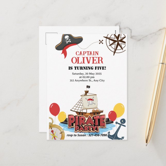 Frakten Nautisk Pirat, födelsedagskort Helg Vykort (Fram/Back In Situ)