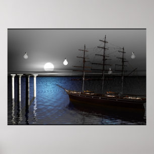 Frakten och måne Ljus Poster