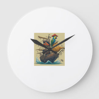 frakten pirat med papegoja stor klocka