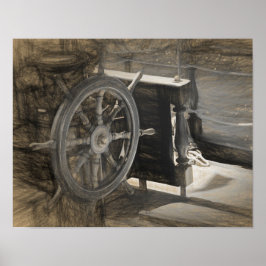 Frakten Sepia Kustkonst i Vintagen Nautiska havet Poster