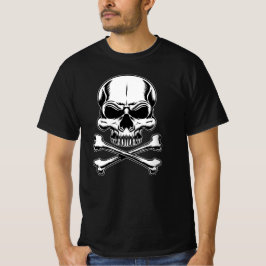 Frakten Skull för temapartyets Vuxen i Pirat T Shirt