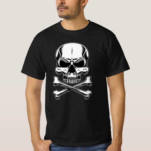 Frakten Skull för temapartyets Vuxen i Pirat T Shirt (Framsida)