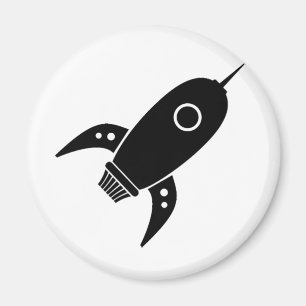 Frakten tjock Retro Rocket Black Magnet