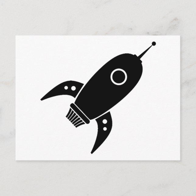 Frakten tjock Retro Rocket Black Vykort (Framsida)