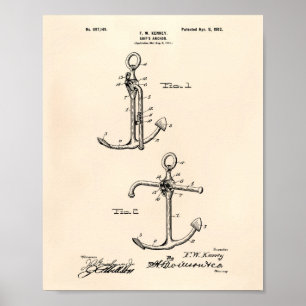 Fraktens anchor 1902 Patent Art Old Peper Poster