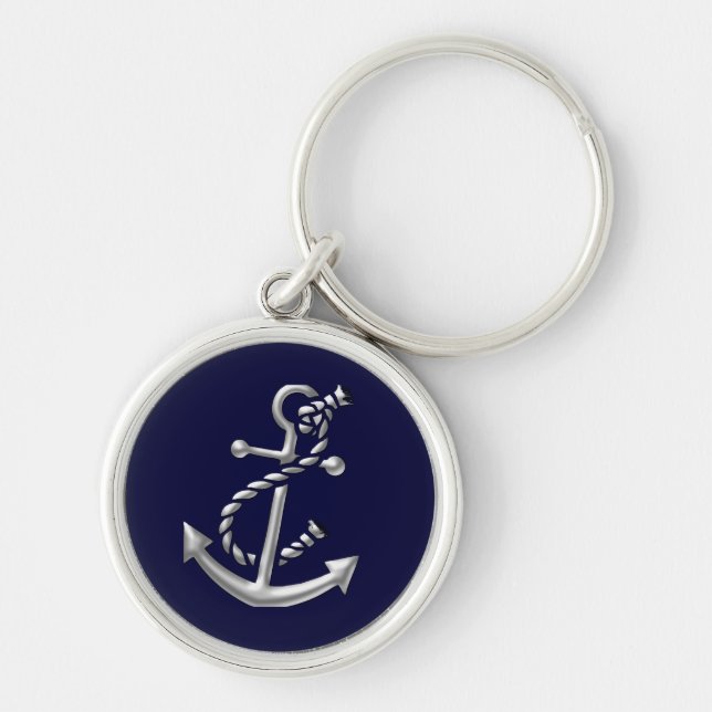 Fraktens anchor Nautical Marine-ThLED Gift Keychai Rund Silverfärgad Nyckelring (Framsidan)