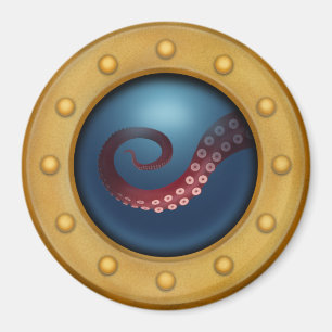 Fraktens Porthole Octopus Natural History Steampun Magnet