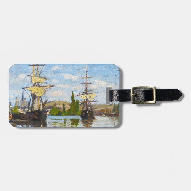 Frakter som seglar på Seinen på Rouen Claude Monet Bagagebricka (Horisontell Framsida)