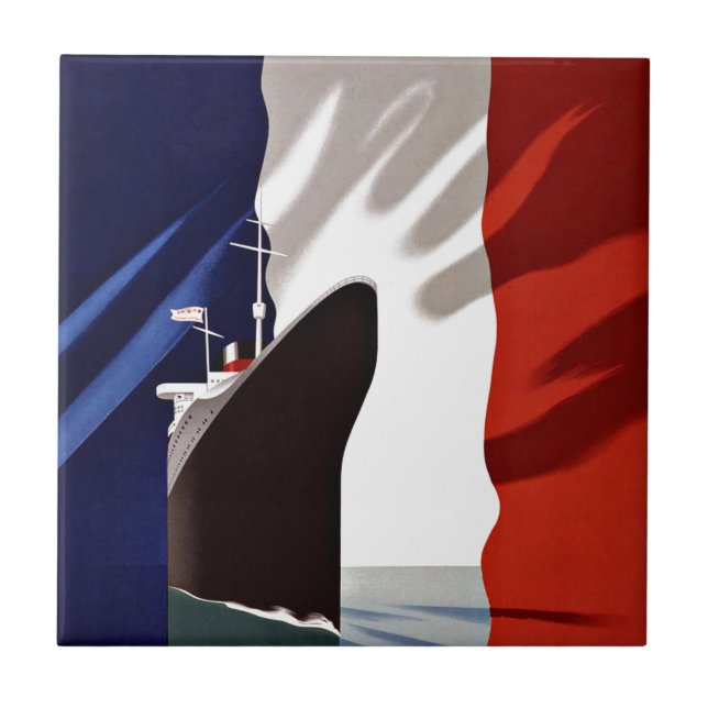 Fraktfransk fodrar vintage resor kakelplatta (Framsidan)