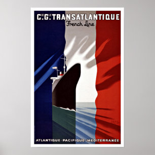 Fraktfransk fodrar vintage resor poster