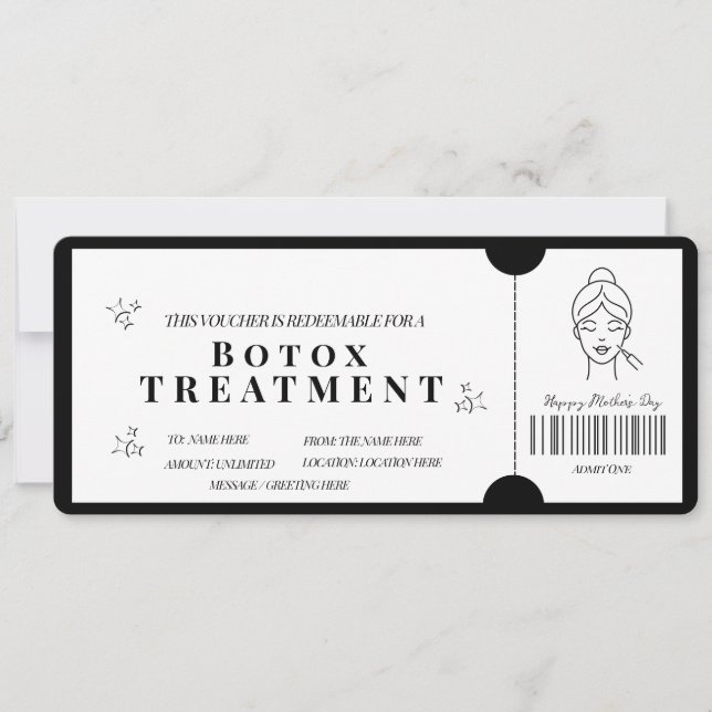 Fraktfri Minimalistisk Botox Behandling Kupong  in Inbjudningar (Framsida)