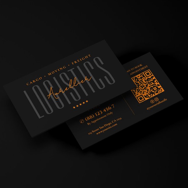 Fraktlogistik Flyttar Gods Svart Orange Visitkort (Cargo Logistics Moving Freight Black Orange Business Card
☆★
☆★
☆★
☆★
☆★
4.7 out of 5 stars rating
()