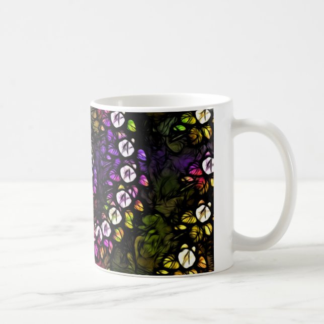 frakttal lila blommigt Psychedelic Rainbow Spiral Kaffemugg (Höger)