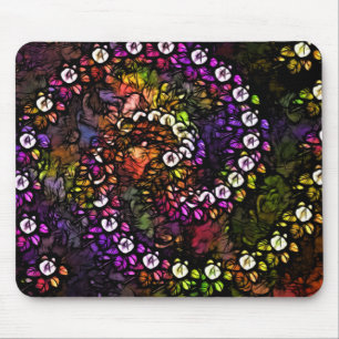 frakttal lila blommigt Psychedelic Rainbow Spiral Musmatta