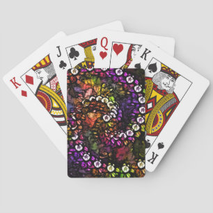 frakttal lila Psychedelic Rainbow Spiral Trippy Spel Kort